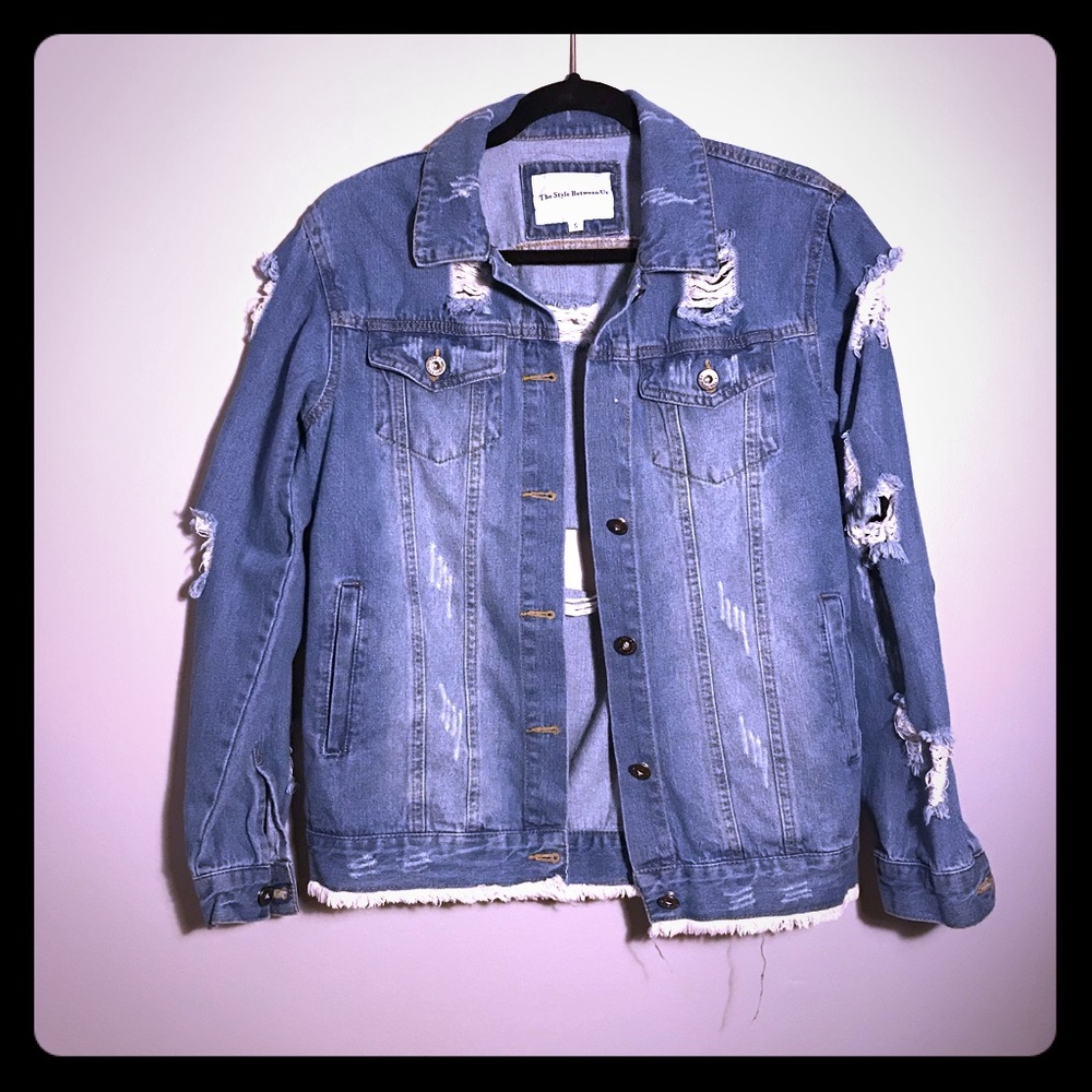 Oversized Distressed Denim Jacket
